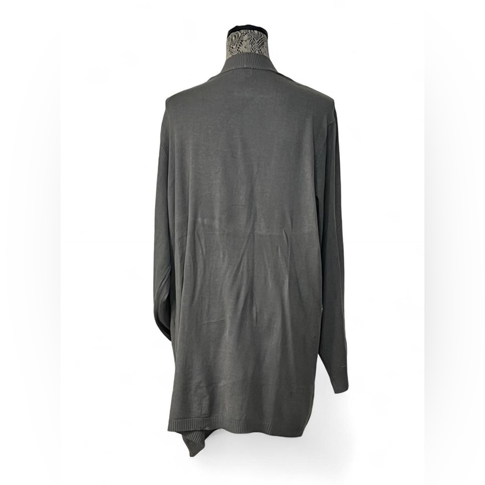 Open-Front Ribbed Cardigan Sweater - Gray - Picture 3 of 5
